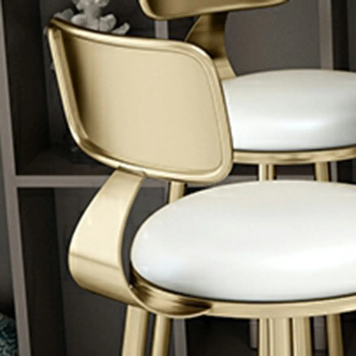 Modern Glam Round Gold Metal Armless Bar Stool