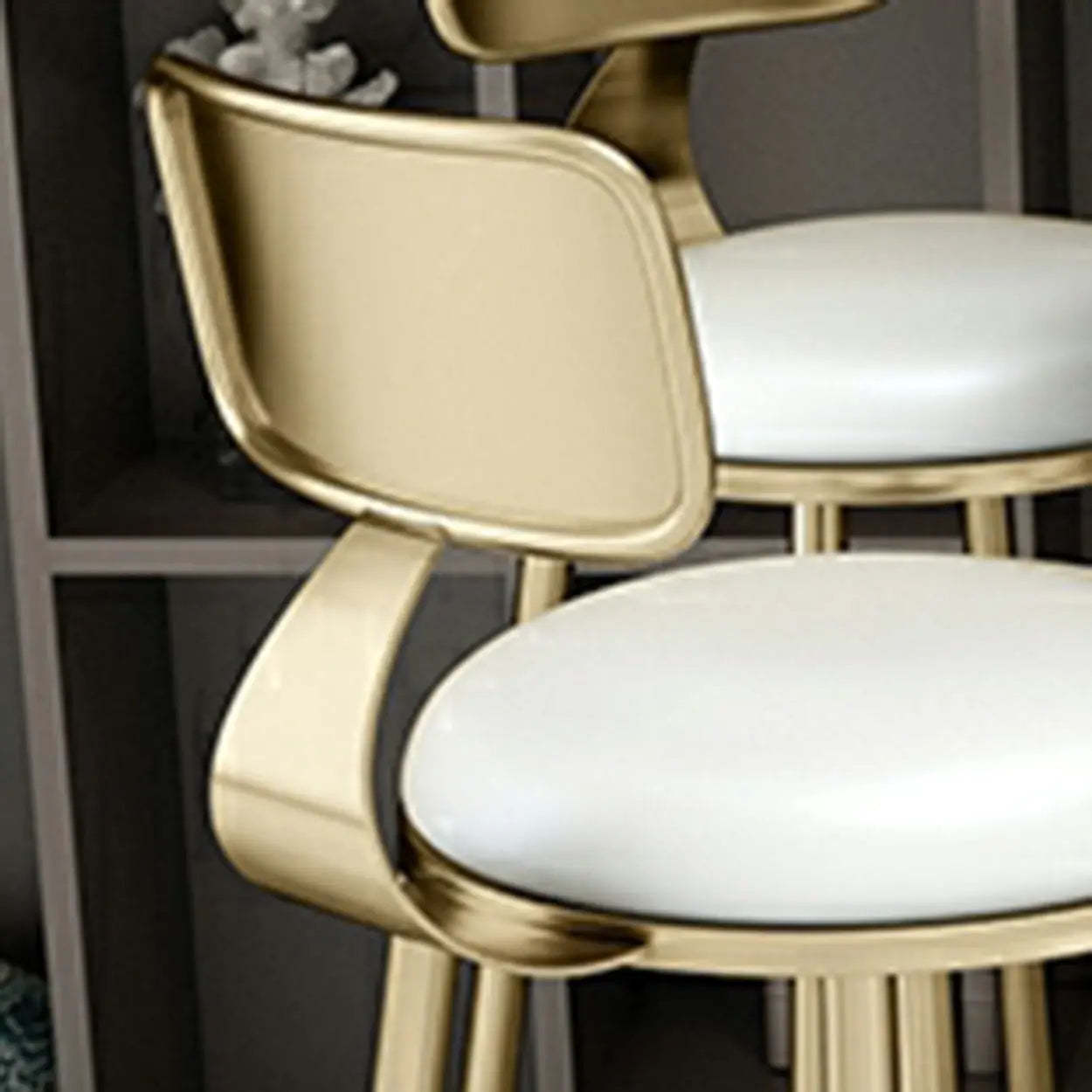 Modern Glam Round Gold Metal Armless Bar Stool