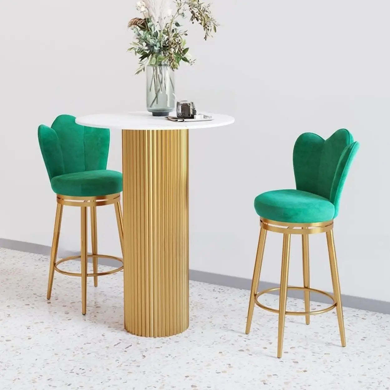 Modern Glam White Stone Bar Table