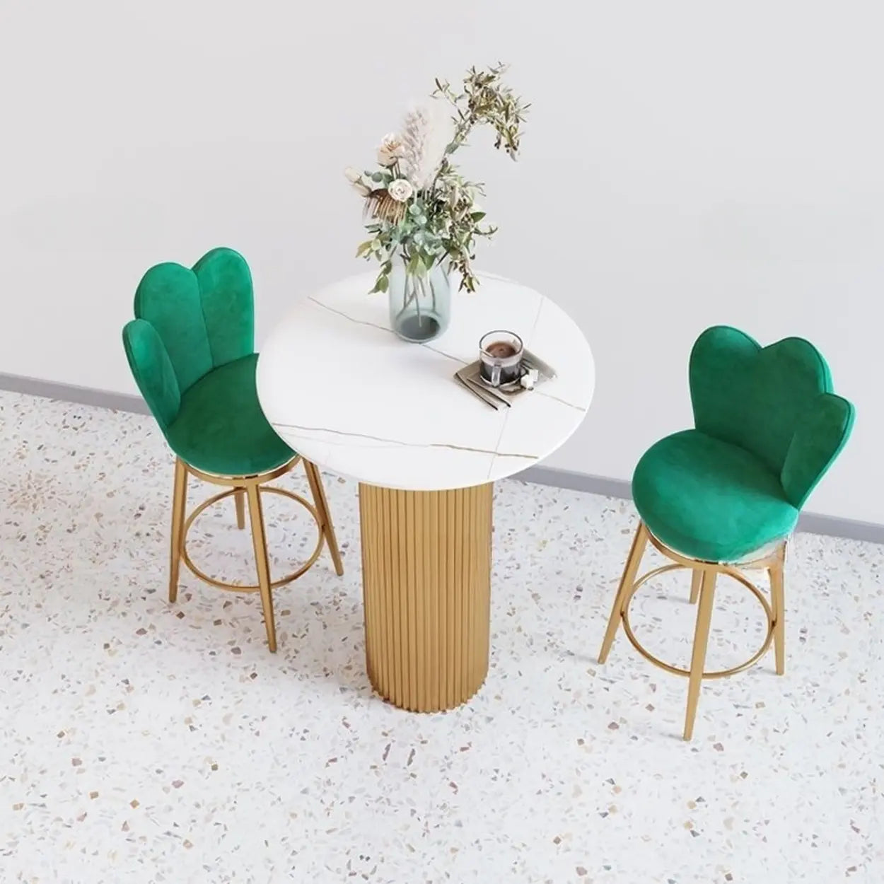 Modern Glam White Stone Bar Table