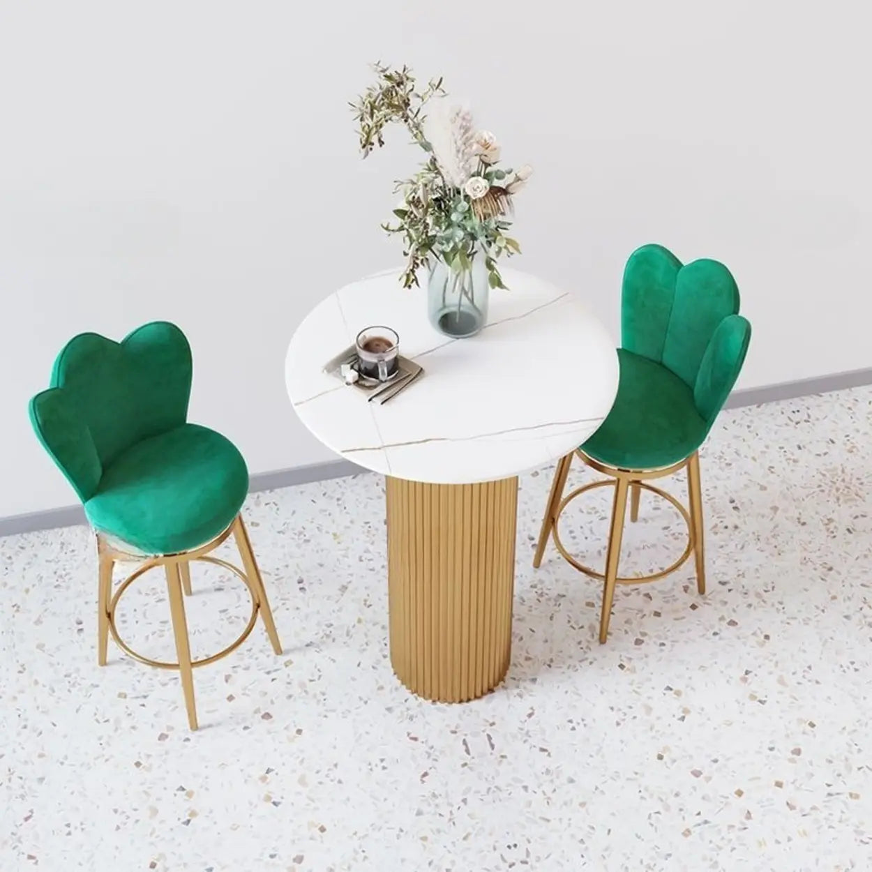 Modern Glam White Stone Bar Table