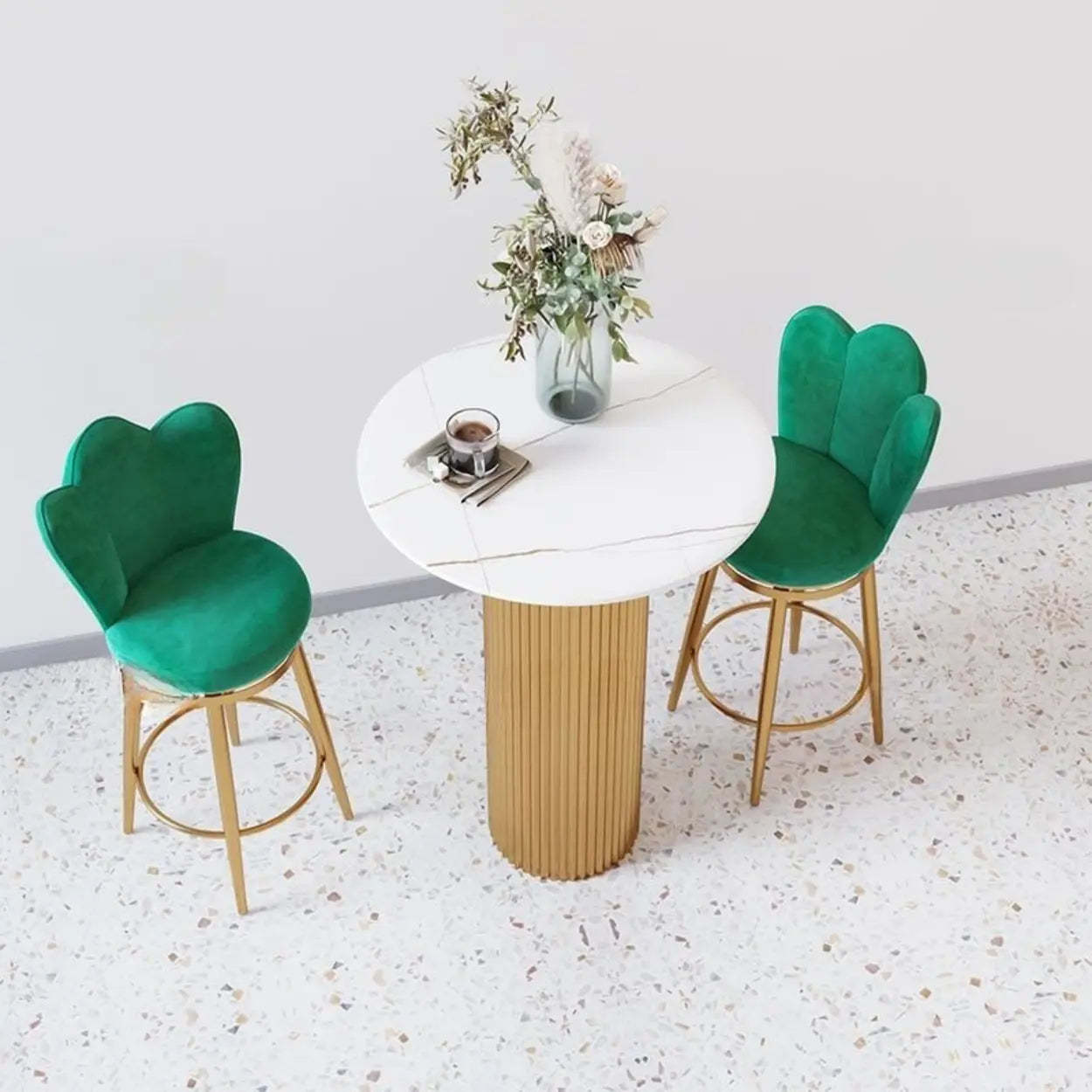 Modern Glam White Stone Bar Table