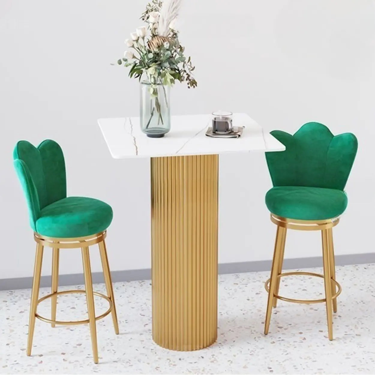 Modern Glam White Stone Bar Table