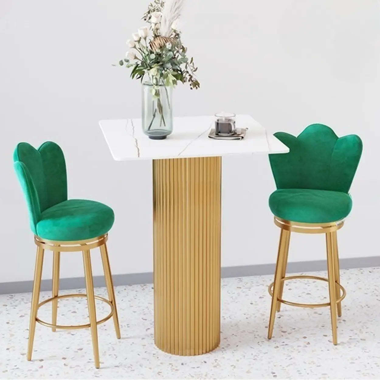 Modern Glam White Stone Bar Table