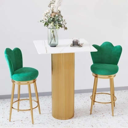 Modern Glam White Stone Bar Table
