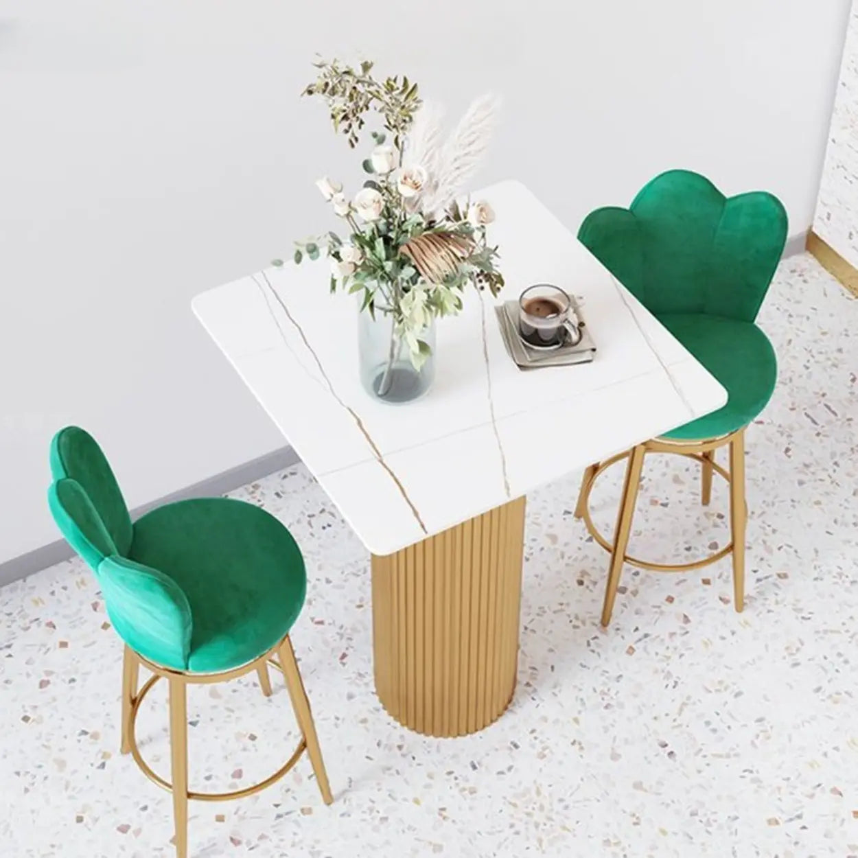Modern Glam White Stone Bar Table