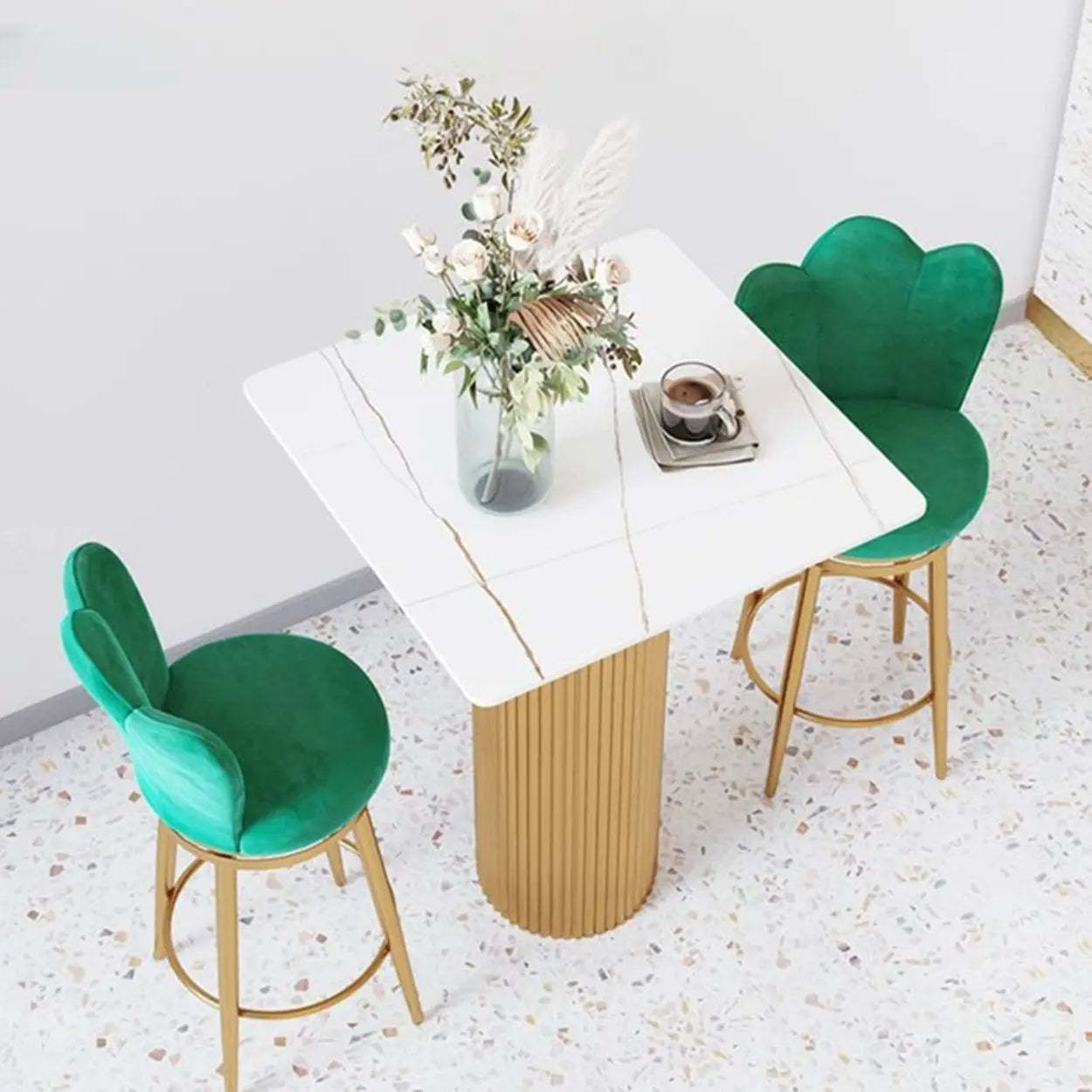 Lighom luxury white bar tables in stone metal wood