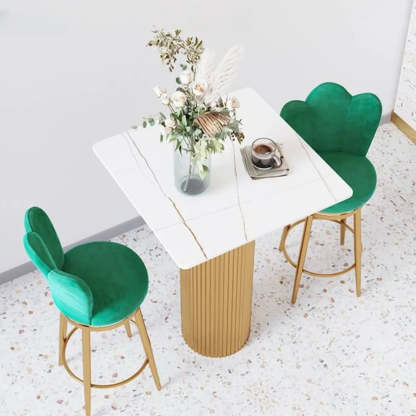 Modern Glam White Stone Bar Table