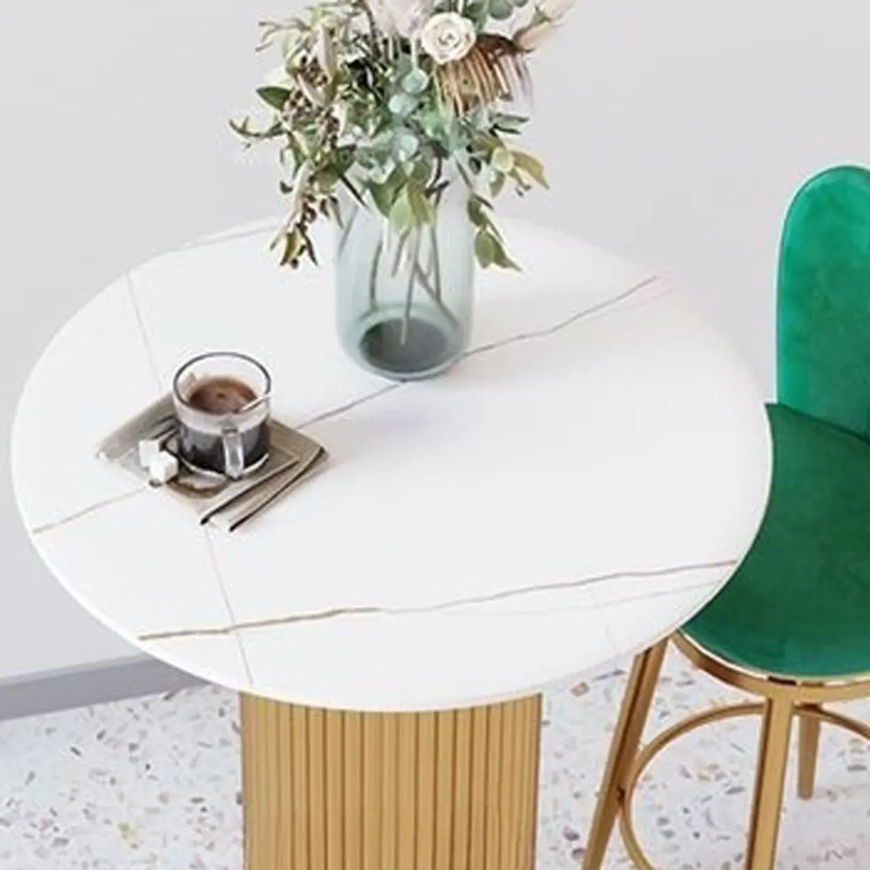 Modern Glam White Stone Bar Table