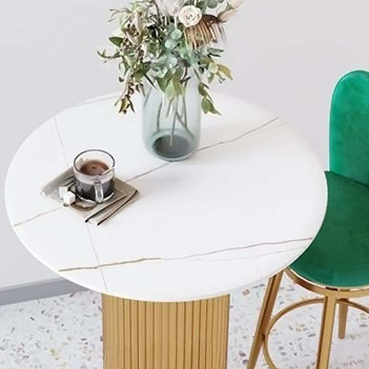 Modern Glam White Stone Bar Table