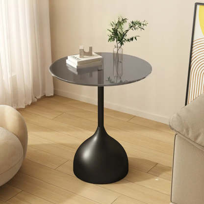 Glass Top Circular Pedestal Side Table