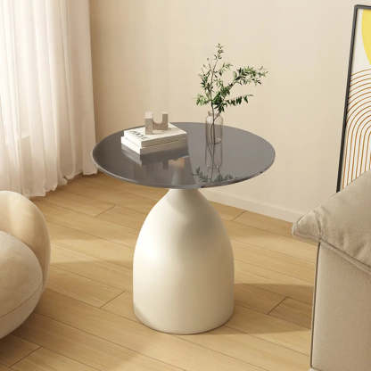 Glass Top Circular Pedestal Side Table