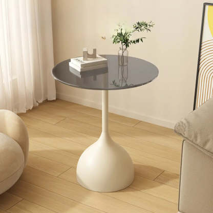Glass Top Circular Pedestal Side Table
