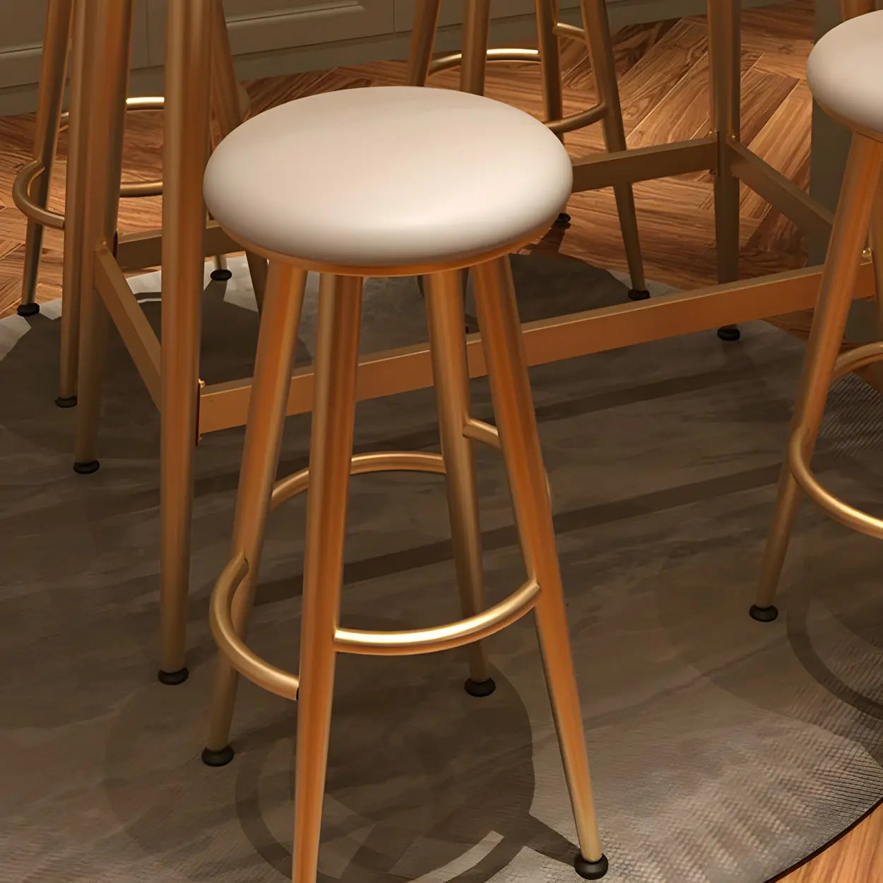 Modern Gold Counter Height Bar Table with Shelf