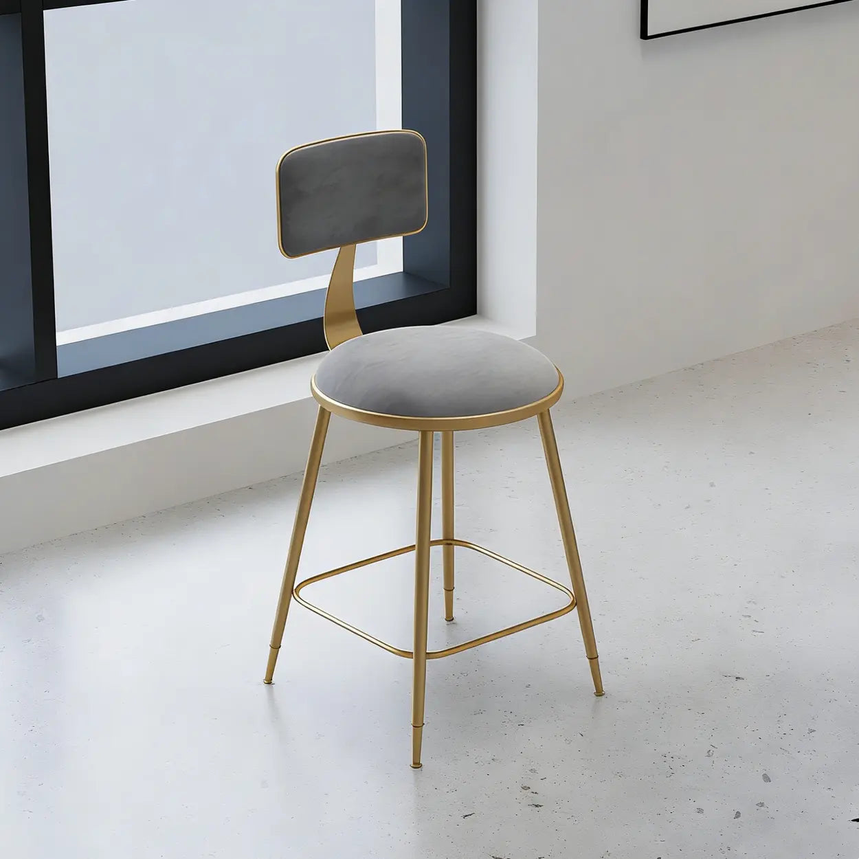 Modern Gold Low-Back Dining Chair with Footrest