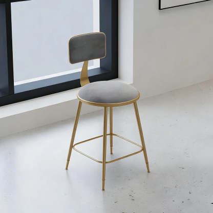 Modern Gold Low-Back Dining Chair with Footrest — 1 Piece / Dark Gray