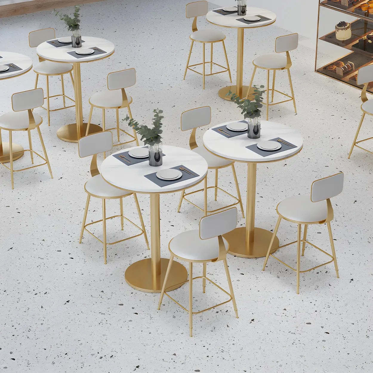 Modern Gold Low-Back Dining Chair with Footrest