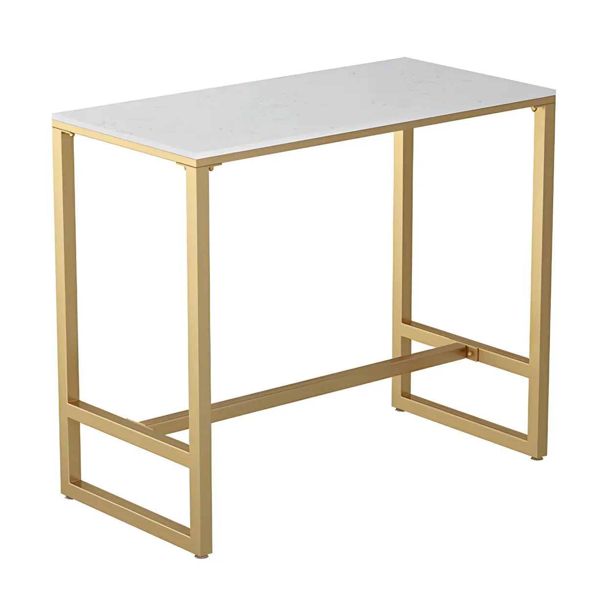 Modern Gold Square Faux Marble Bar Table — Gold / Table Only