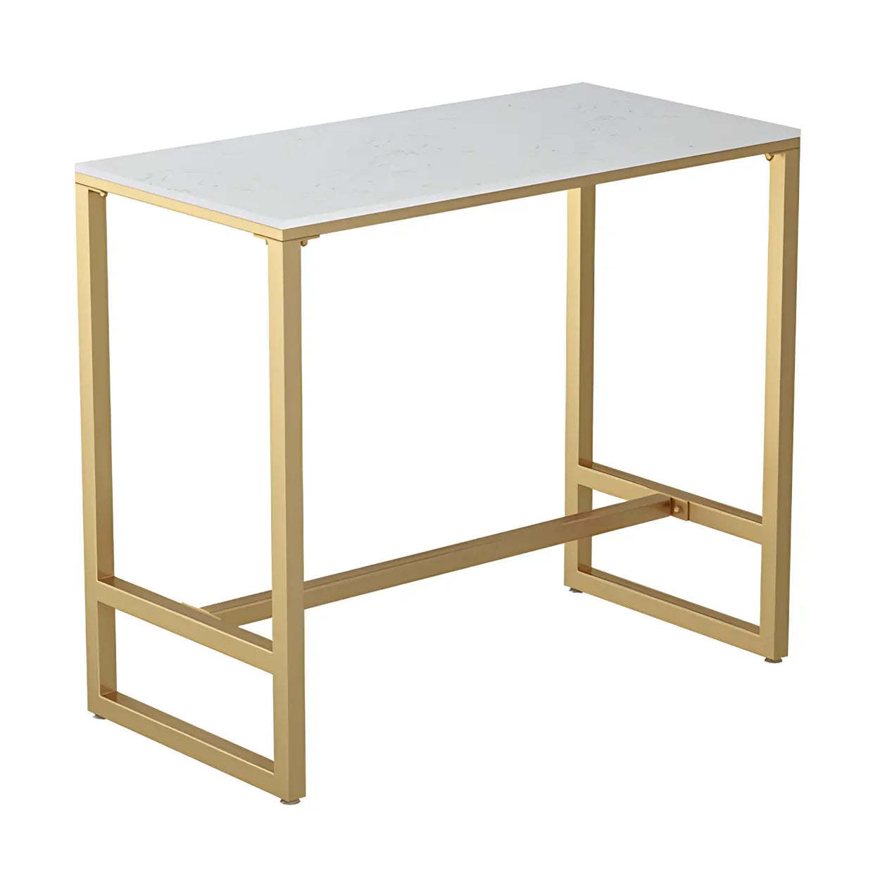 Modern Gold Square Faux Marble Bar Table — Gold / Table Only