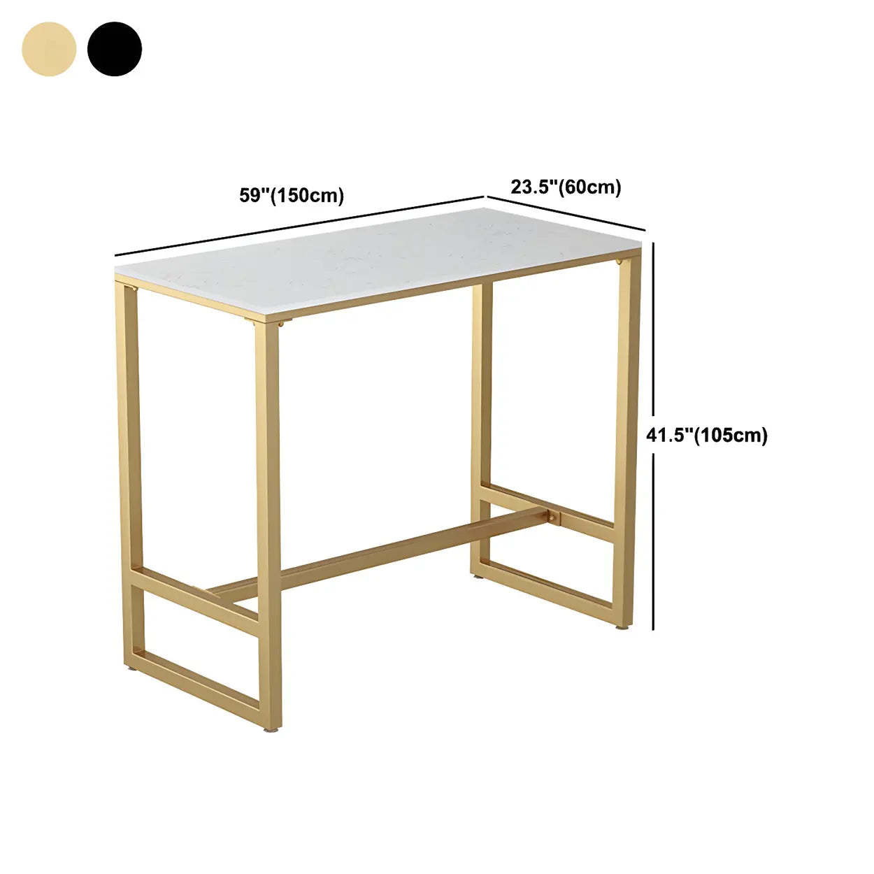 Modern Gold Square Faux Marble Bar Table — Black / Table Only