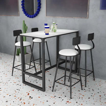 Modern Gold Square Faux Marble Bar Table — Gold / Table Only