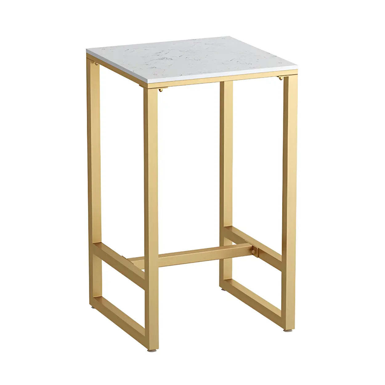 Modern Gold Square Faux Marble Bar Table — Black / Table Only
