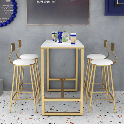 Modern Gold Square Faux Marble Bar Table — Black / Table Only