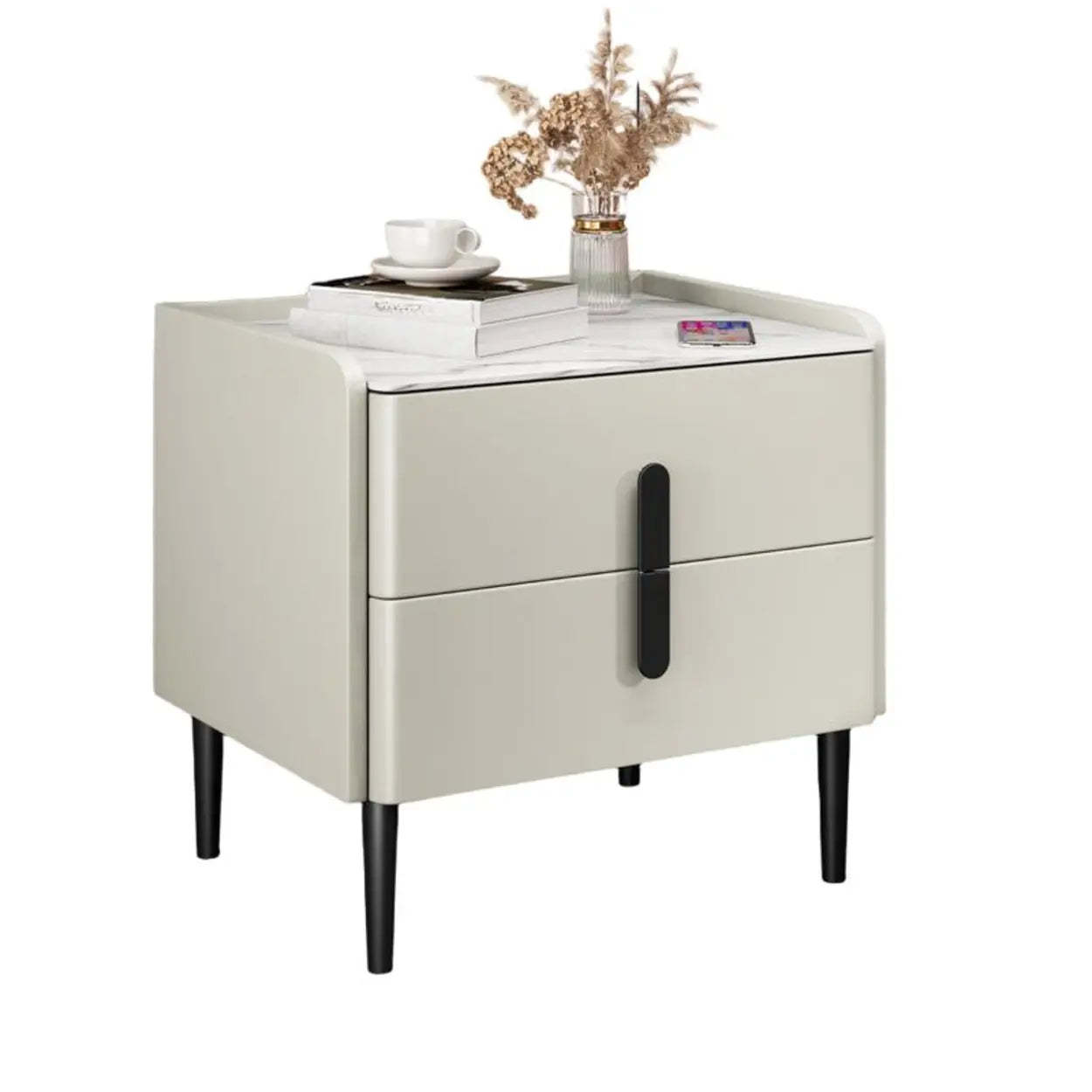 Lighom modern top drawers white nightstands
