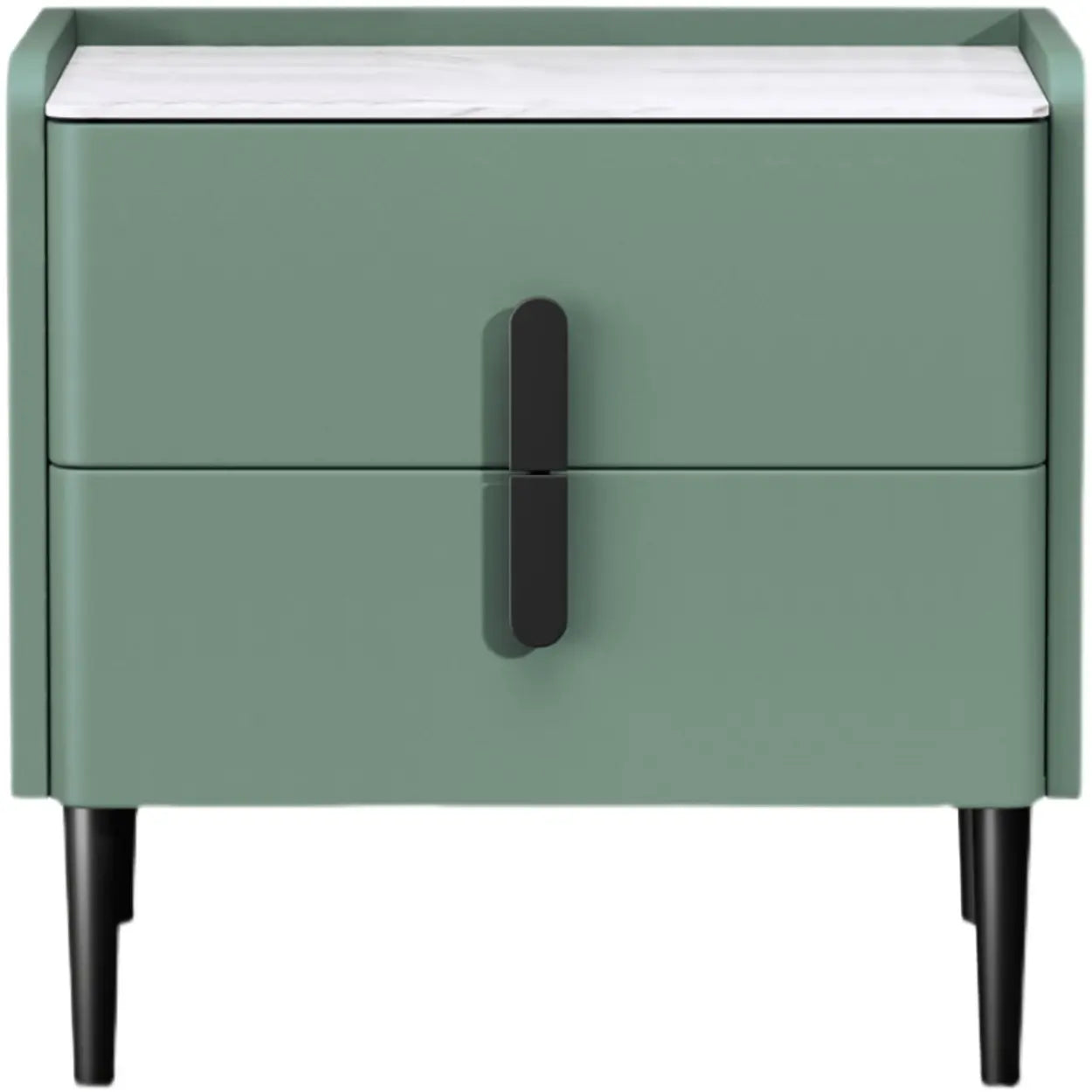 Modern Gray Marble Top Nightstand with Drawers — Pink/ Beige