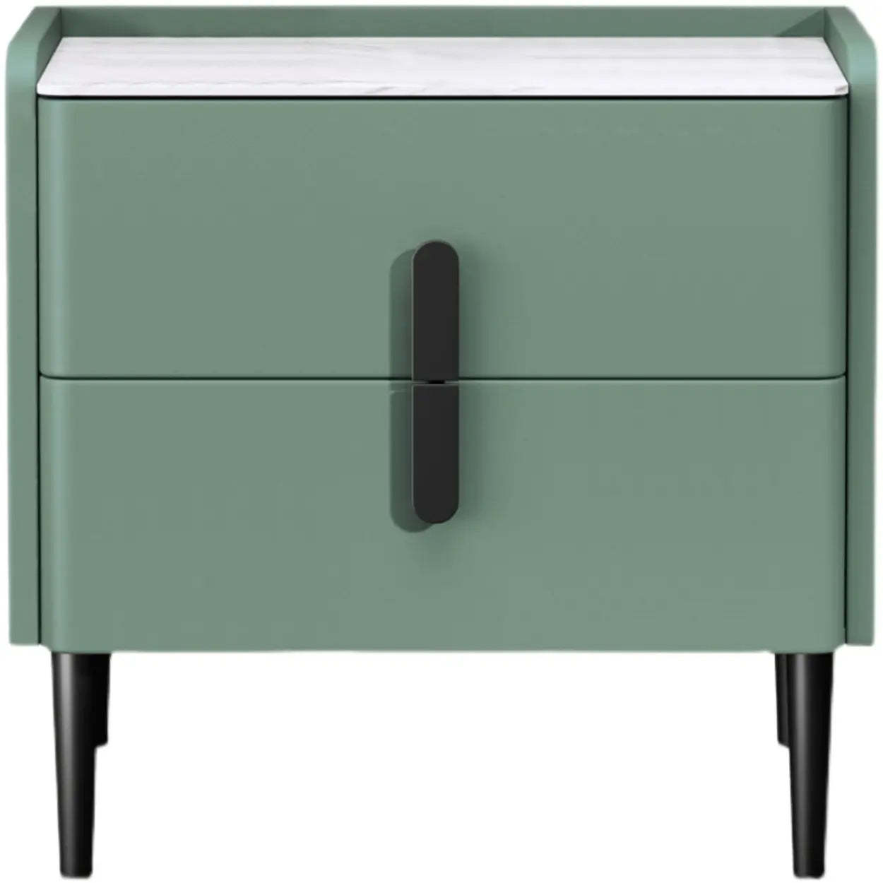 Modern Gray Marble Top Nightstand with Drawers — Pink/ Beige
