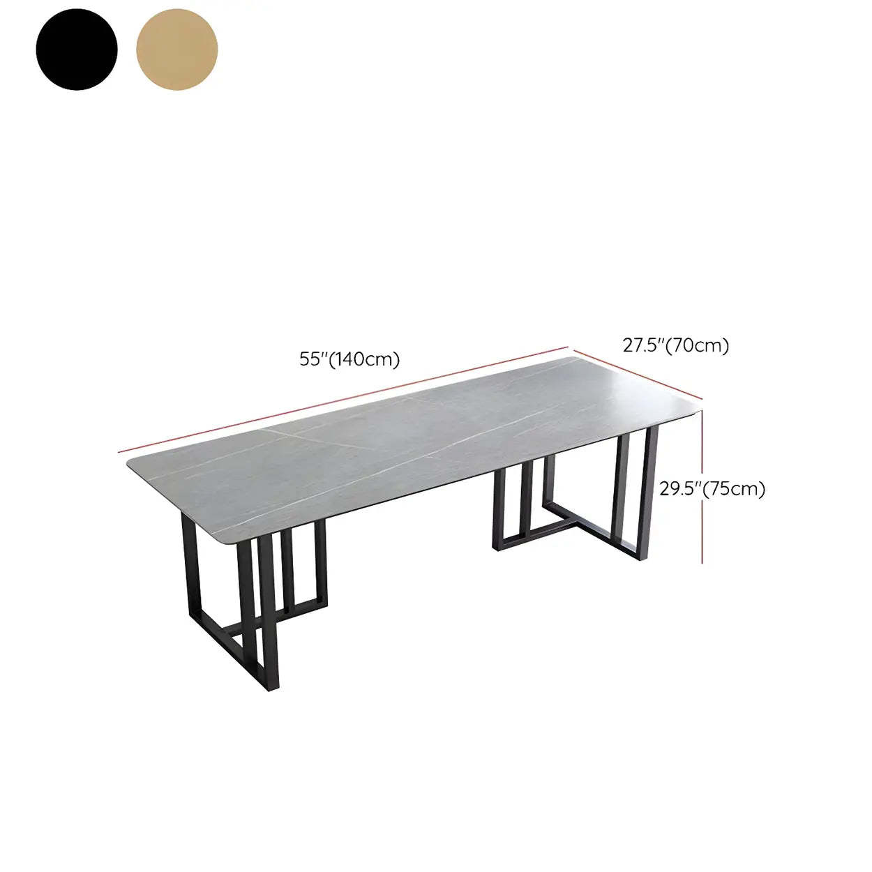 Modern Gray Stone Sled Writing Desk for 8