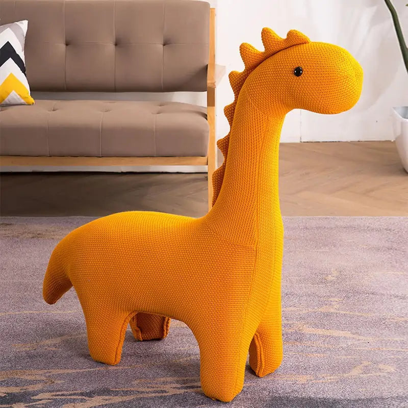 Modern Green Dinosaur-Shaped Knitted Kids Chair — Orange