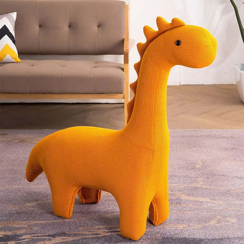 Modern Green Dinosaur-Shaped Knitted Kids Chair — Orange