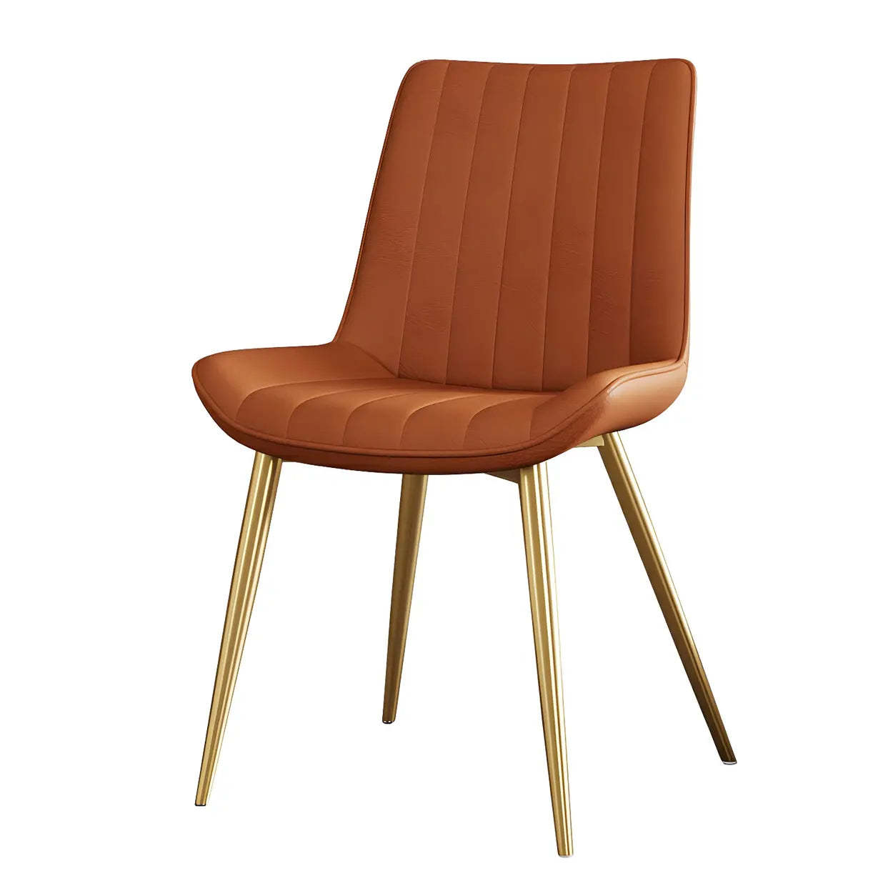 Modern Green Leather Dining Chair with Metal Legs — Camel / Black