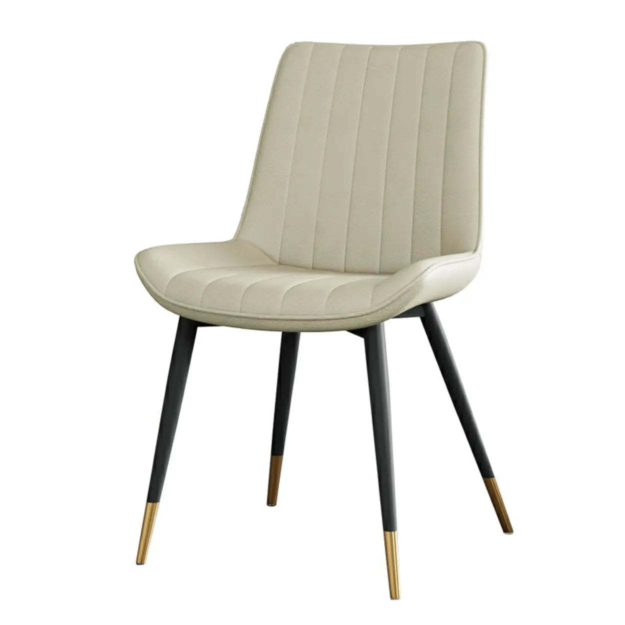 Modern Green Leather Dining Chair with Metal Legs — Green / Black/ Gold
