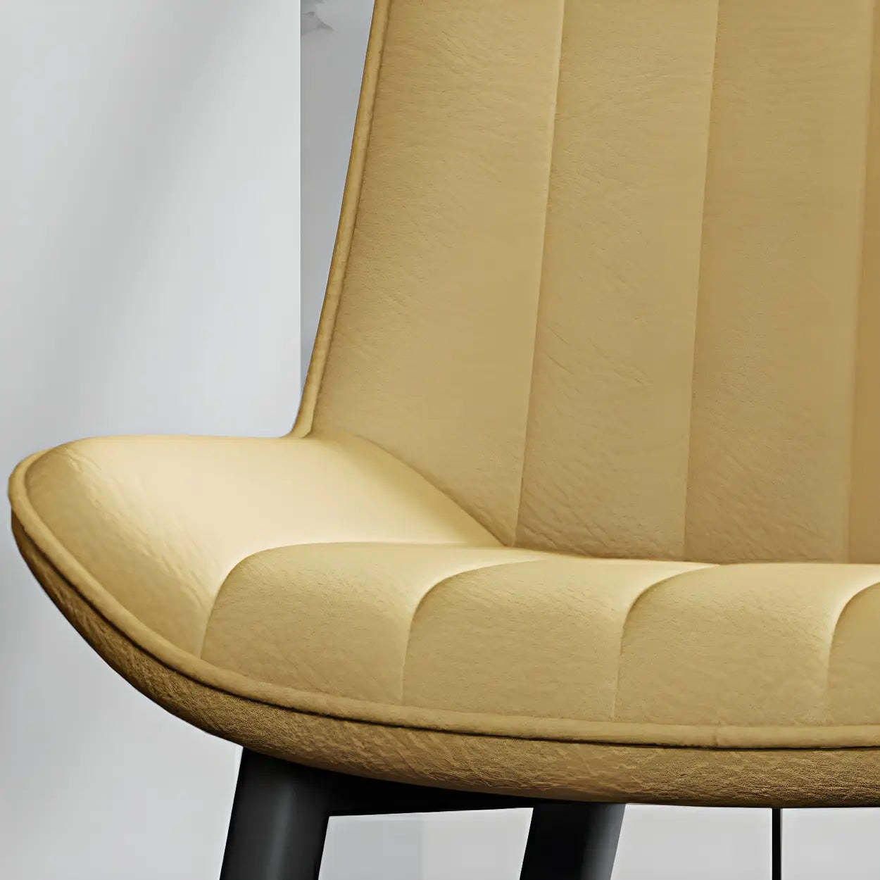 Modern Green Leather Dining Chair with Metal Legs — Green / Gold