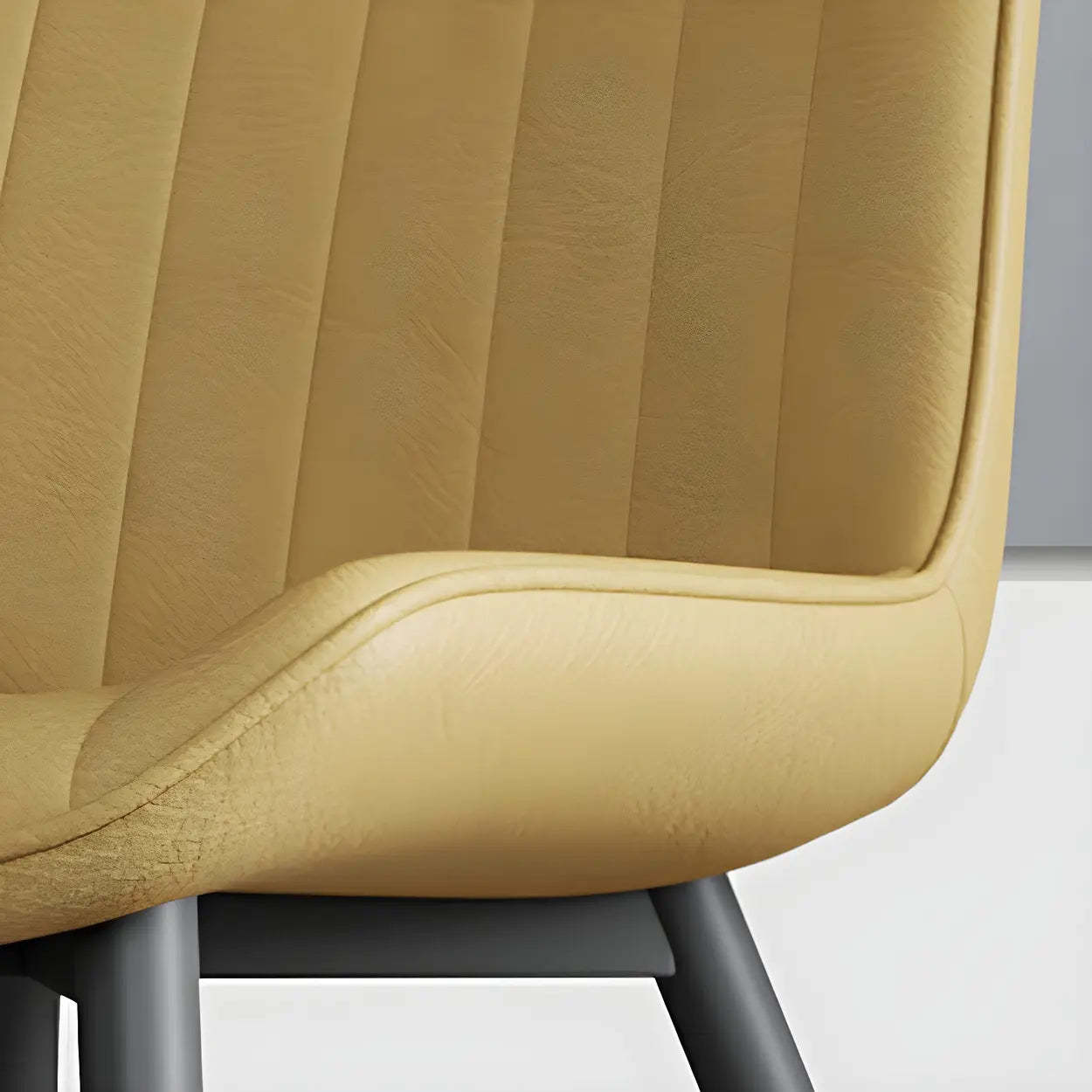 Modern Green Leather Dining Chair with Metal Legs — Orange / Black/ Gold
