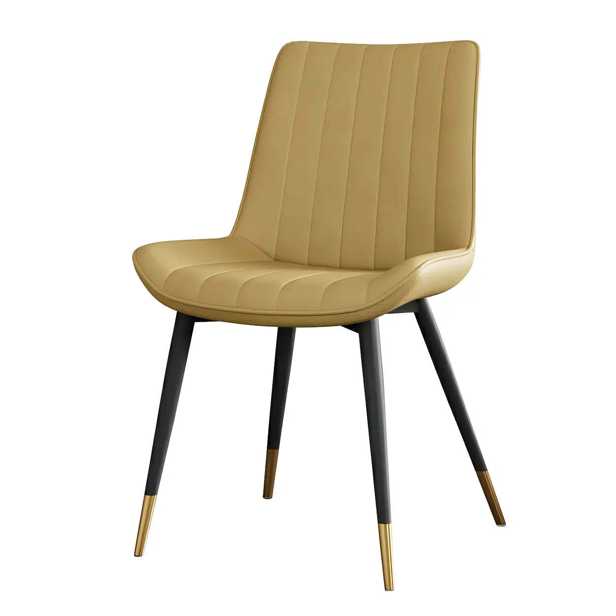 Modern Green Leather Dining Chair with Metal Legs — Orange / Gold