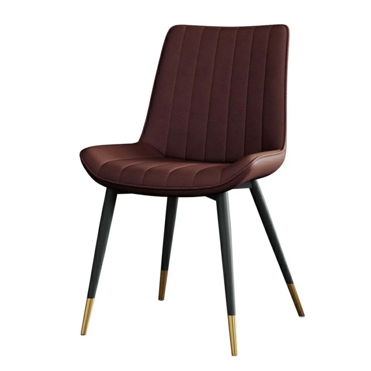Modern Green Leather Dining Chair with Metal Legs