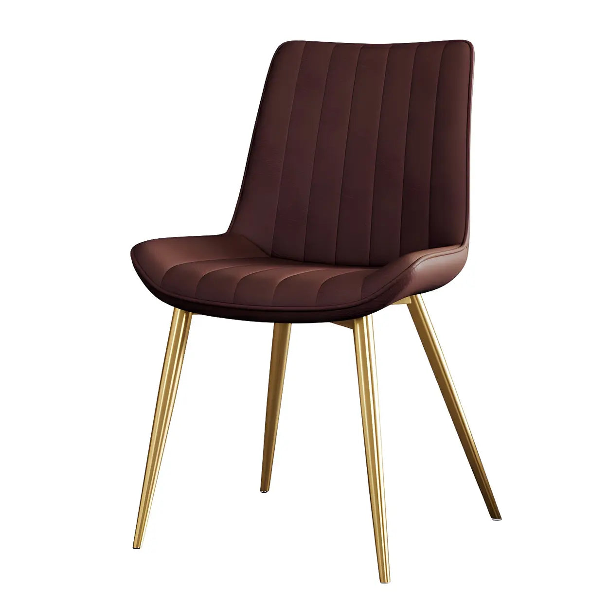 Modern Green Leather Dining Chair with Metal Legs — Black / Black/ Gold