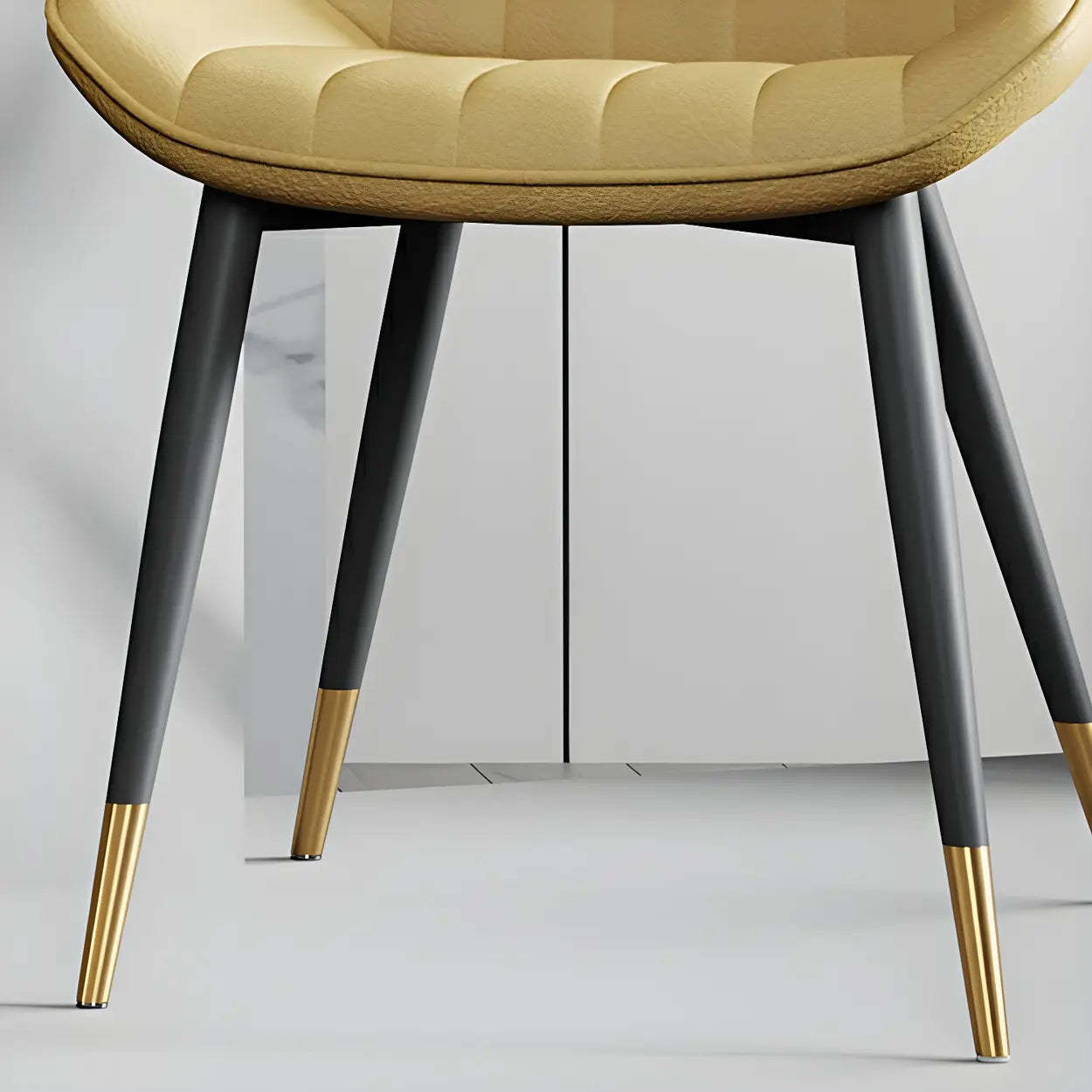 Modern Green Leather Dining Chair with Metal Legs