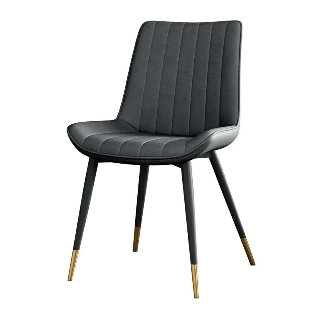 Modern Green Leather Dining Chair with Metal Legs
