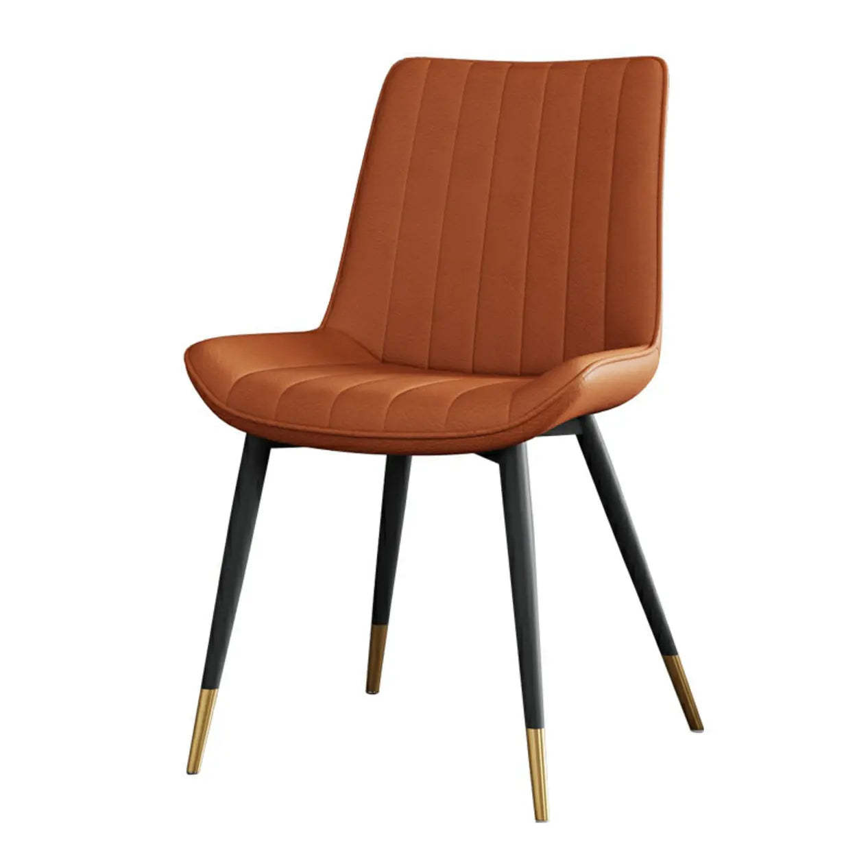 Modern Green Leather Dining Chair with Metal Legs