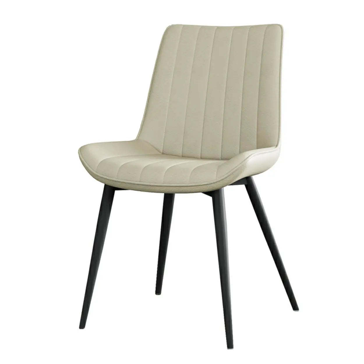 Modern Green Leather Dining Chair with Metal Legs