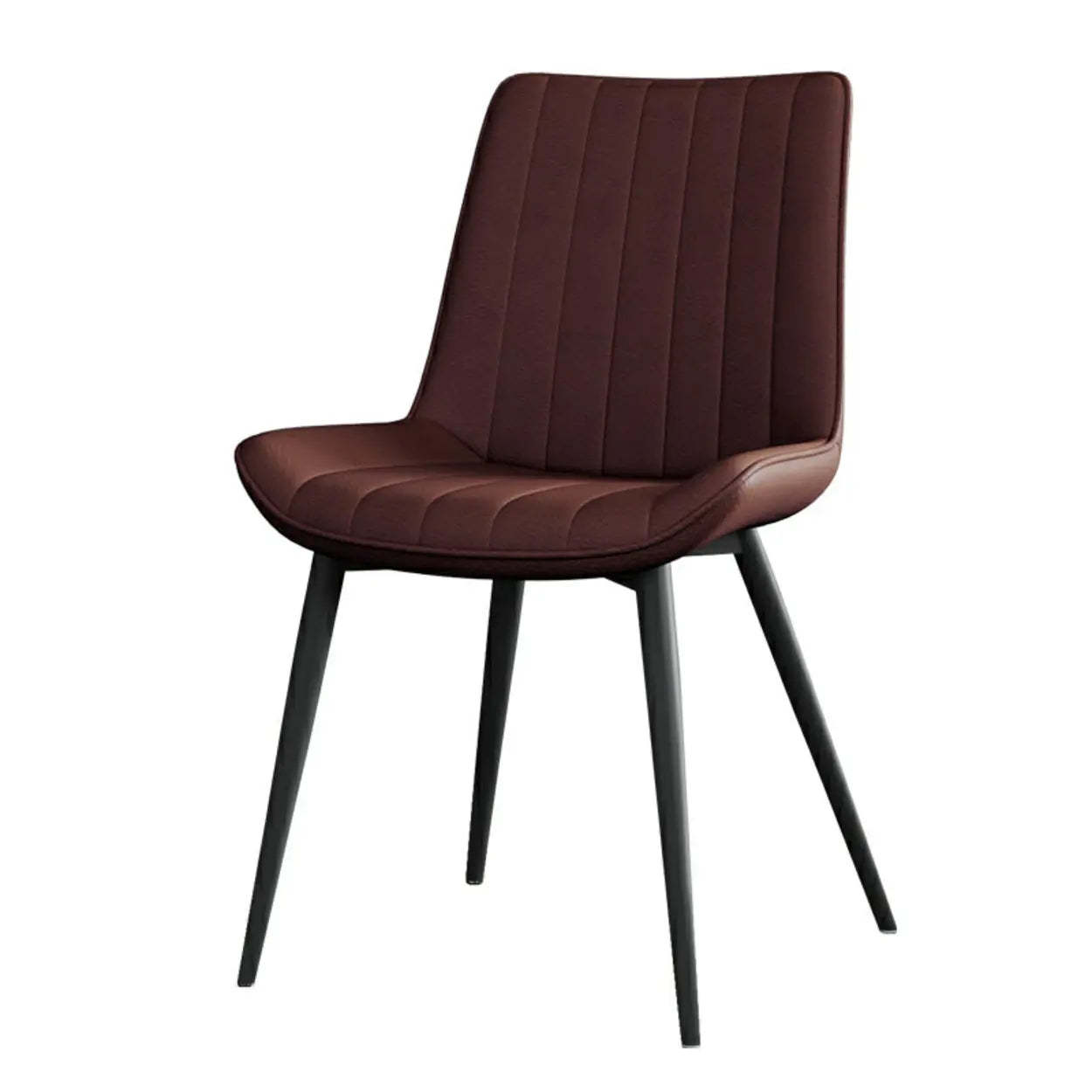 Modern Green Leather Dining Chair with Metal Legs