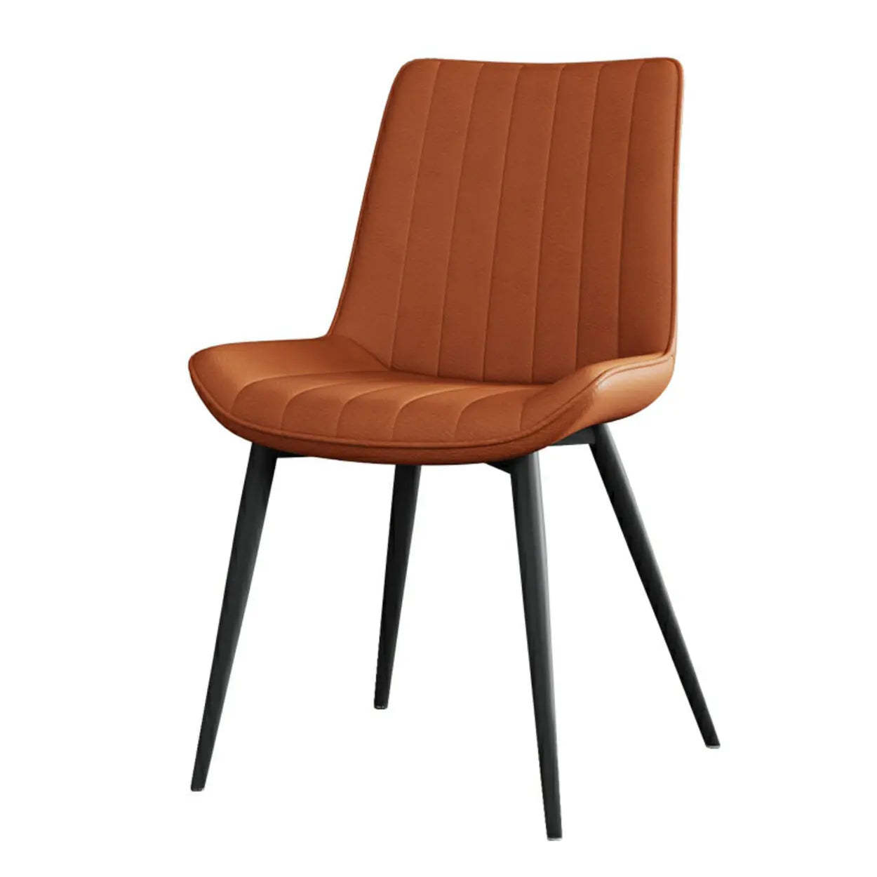 Modern Green Leather Dining Chair with Metal Legs