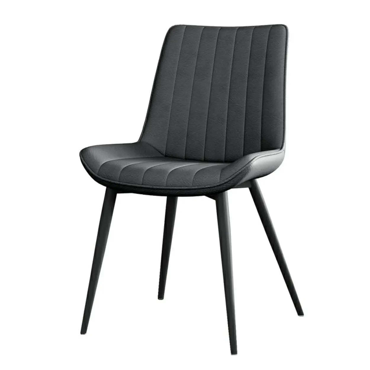 Modern Green Leather Dining Chair with Metal Legs