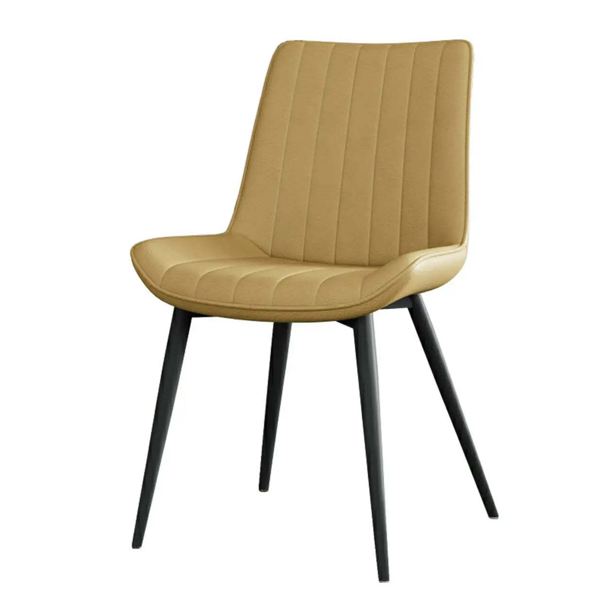 Modern Green Leather Dining Chair with Metal Legs