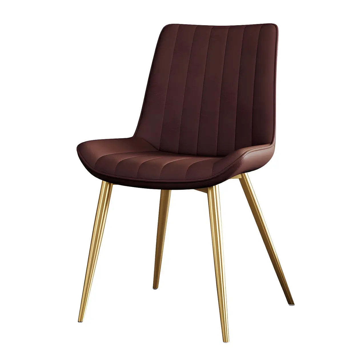 Modern Green Leather Dining Chair with Metal Legs — Black / Black/ Gold