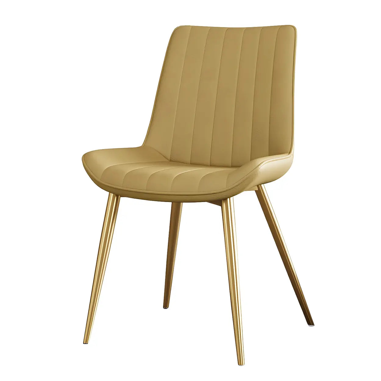 Modern Green Leather Dining Chair with Metal Legs — Black / Gold